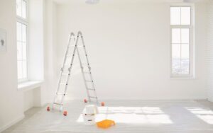 bright, empty room prepared for painting