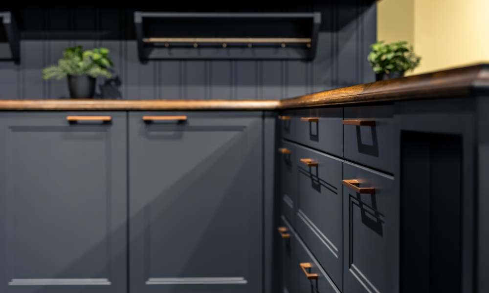 Charcoal Gray painted Modern Kitchen